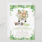 Invitation Cute Jungle Safari Voiture Verdure Anniversaire Sa (Devant)