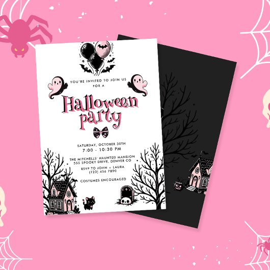 Invitation Cute Kawai Pink Halloween Party