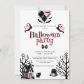 Invitation Cute Kawai Pink Halloween Party (Devant)