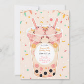 Invitation Cute Kawaii Boba Bubble Tea Axolotday Anniversaire (Devant)