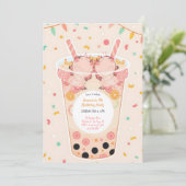 Invitation Cute Kawaii Boba Bubble Tea Axolotday Anniversaire (Debout devant)