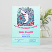 Invitation Cute Kawaii Bubble Thé Baby shower requin (Debout devant)