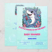 Invitation Cute Kawaii Bubble Thé Baby shower requin (Devant / Derrière)
