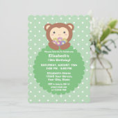 Invitation Cute Kawaii Cartoon Singe & Fleurs Anniversaire de (Debout devant)