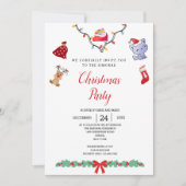 Invitation Cute Kawaii Chat Reindeer Amateurs | fête de noël (Devant)