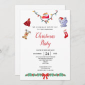 Invitation Cute Kawaii Chat Reindeer Amateurs | fête de noël (Devant / Derrière)