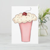 Invitation Cute Kawaii Cupcake Milkshake avec cerise (Debout devant)