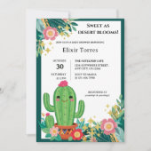 Invitation Cute Kawaii Désert Bloom Floral Cactus Baby shower (Devant)