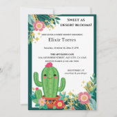Invitation Cute Kawaii Désert Bloom Floral Cactus Baby shower (Devant)