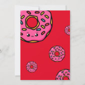 Invitation Cute Kawaii Donut Red Joint Twin 1er anniversaire (Dos)