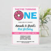 Invitation Cute Kawaii Donut White Joint Twin 1er anniversair (Debout devant)