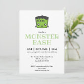 Invitation Cute Kawaii Frankenstein Monster Fête d'Halloween (Debout devant)