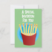 Invitation Cute kawaii frites fast food dessin animé (Dos)