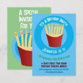 Invitation Cute kawaii frites fast food dessin animé (Devant / Derrière)