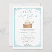 Invitation Cute Kawaii Little Dumpling Bun Baby shower bleu (Devant)