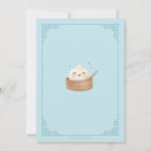 Invitation Cute Kawaii Little Dumpling Bun Baby shower bleu (Dos)