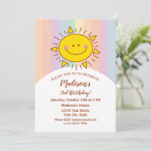 Invitation Cute Kawaii Little Rainbow Sunshine Anniversaire d (Debout devant)