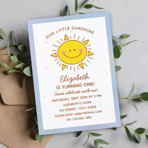 Invitation Cute Kawaii Little Sunshine Baby Premier anniversa