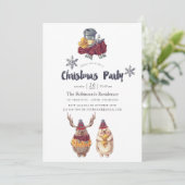 Invitation Cute Kawaii Oear Fête de Noël (Debout devant)