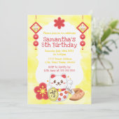 Invitation Cute Kawaii Oriental Lucky Chat fête d'anniversair (Debout devant)