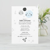 Invitation Cute Kawaii Planète et Baby shower des lunes (Debout devant)