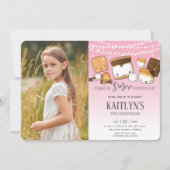 Invitation Cute Kawaii S'mores Camping Bonfire Photo Annivers (Devant)