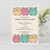Invitation Cute Kawaii Style Hamsters de Dessin Personnalisé (Debout devant)