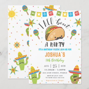 Invitation Cute Kawaii Taco 'Bout a Party Fiesta Anniversaire