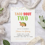 Invitation Cute Kawaii Taco Bout deux fête d'anniversaire pou<br><div class="desc">Surprenez vos invités avec cette invitation mignonne avec des taco kawaii mignons et du texte personnalisé. Ajoutez facilement le texte souhaité en cliquant sur l'option "personnaliser ce modèle".</div>