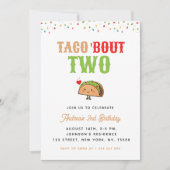Invitation Cute Kawaii Taco Bout deux fête d'anniversaire pou (Devant)