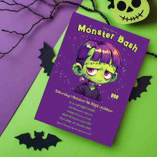 Invitation Cute Kid Frankenstein halloween