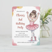 Invitation Cute Kids Ballerina 3e fête d'anniversaire (Debout devant)