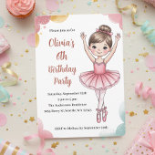 Invitation Cute Kids Ballerina Birthday