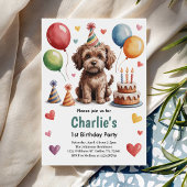 Invitation Cute Kids Chien 1er fête d'anniversaire