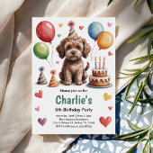 Invitation Cute Kids Chien 5e fête d'anniversaire