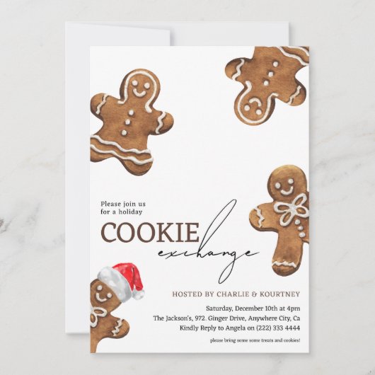 Invitation Cute Kids Cookie Exchange Fête Noël (Devant)