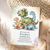 Invitation Cute Kids Dinosaur 1er anniversaire fête