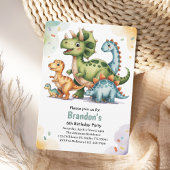 Invitation Cute Kids Dinosaur 6e fête d'anniversaire
