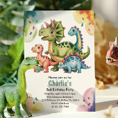 Invitation Cute Kids Dinosaur Theme 3rd Birthday Party 