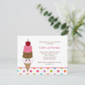 Invitation Cute Kids Kawaii Glace Cream Party (Debout devant)