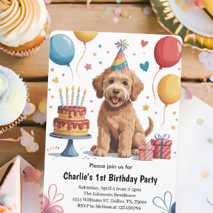 Invitation Cute Kids Puppy Chien 1ère fête d'anniversaire