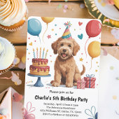 Invitation Cute Kids Puppy Chien 5e fête d'anniversaire