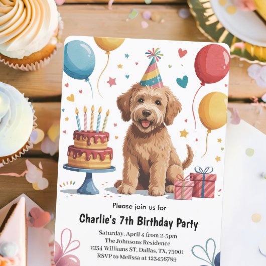 Invitation Cute Kids Puppy Chien 7e fête d'anniversaire
