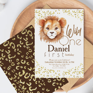 Invitation Cute King Lion Anniversaire Thème Safari Anniversa