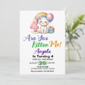 Invitation Cute Kitten 4e fête d'anniversaire (Debout devant)