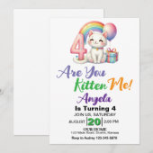 Invitation Cute Kitten 4e fête d'anniversaire (Devant / Derrière)