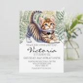 Invitation Cute Kitten Aquarelle Verdure fête d'anniversaire (Debout devant)