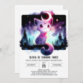 Invitation Cute Kitten Chat Anniversaire (Devant / Derrière)