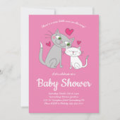 Invitation Cute Kitten Chat Baby shower maman et bébé (Devant)