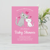 Invitation Cute Kitten Chat Baby shower maman et bébé (Debout devant)